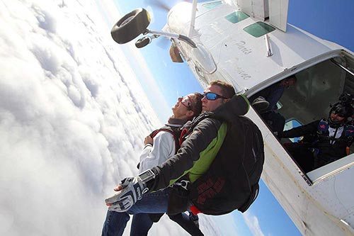 Saut en tandem - Sortie de l'avion